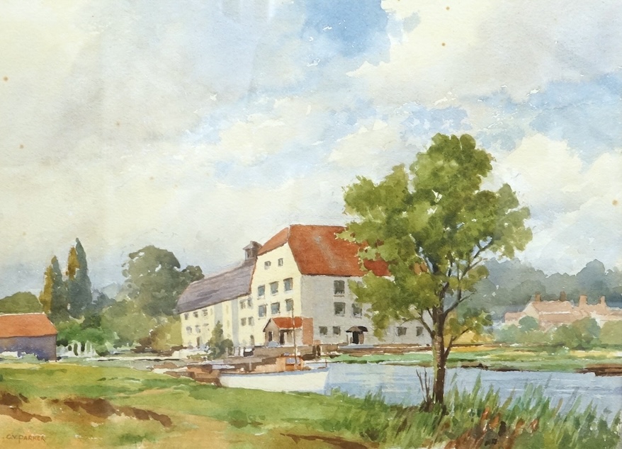 C.V. Parker (20th. C), watercolour, Riverscape, signed, 41 x 54cm